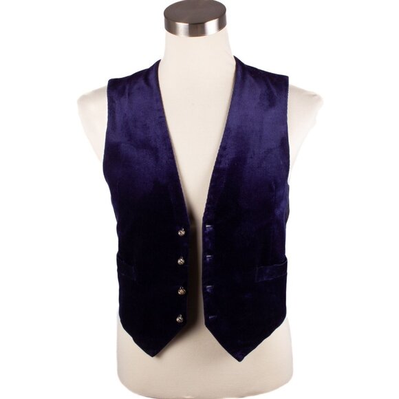 ACNE STUDIOS Dark Blue Corduroy Cotton Blend Vest - Picture 1 of 9